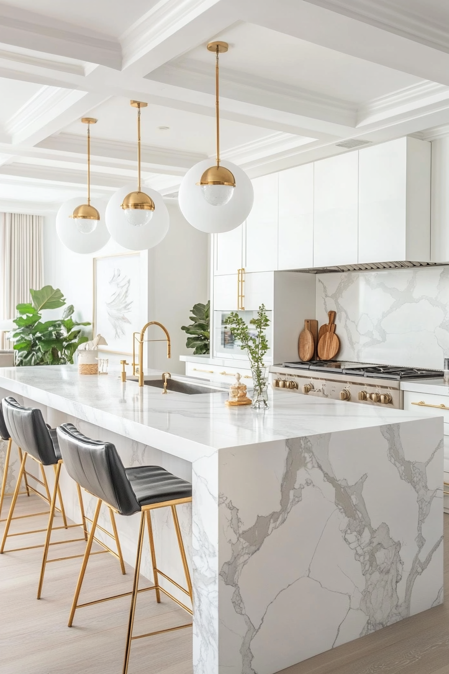 1. Ethereal White Elegance (Marble Kitchen Ideas) - Marble Kitchen Ideas