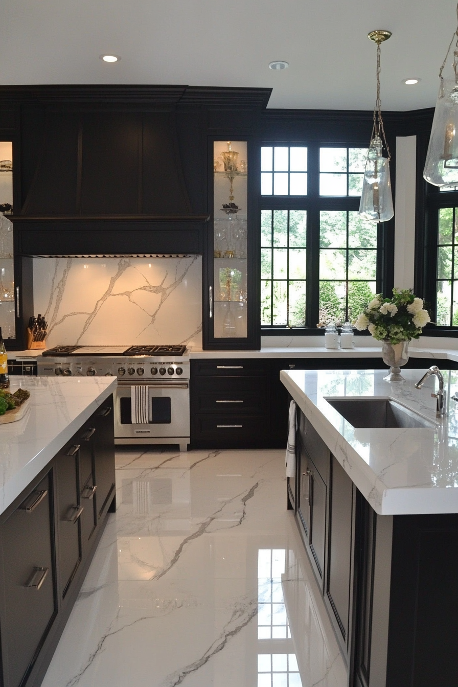 2. Dramatic Dark Veins (Marble Kitchen Ideas) - Marble Kitchen Ideas
