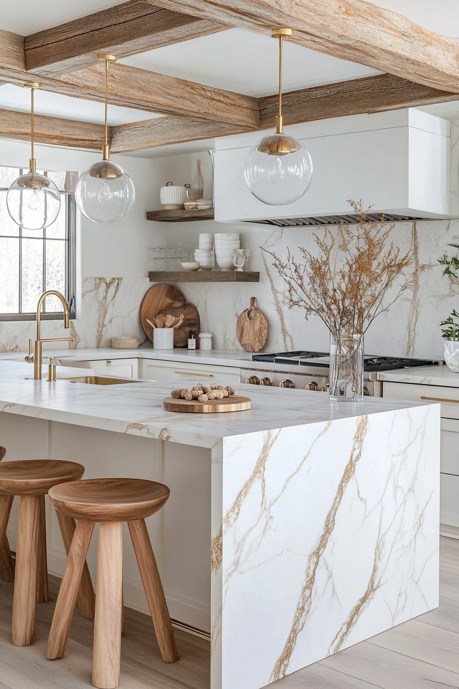 5. Golden Glow Statement (Marble Kitchen Ideas) - Marble Kitchen Ideas