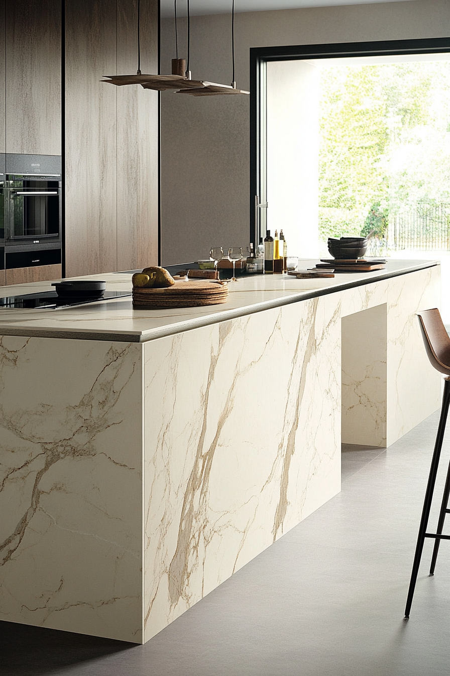 8. Ivory and Espresso Contrast (Marble Kitchen Ideas) - Marble Kitchen Ideas