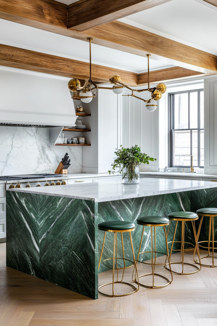 9. Emerald Green Enchantment (Marble Kitchen Ideas) - Marble Kitchen Ideas