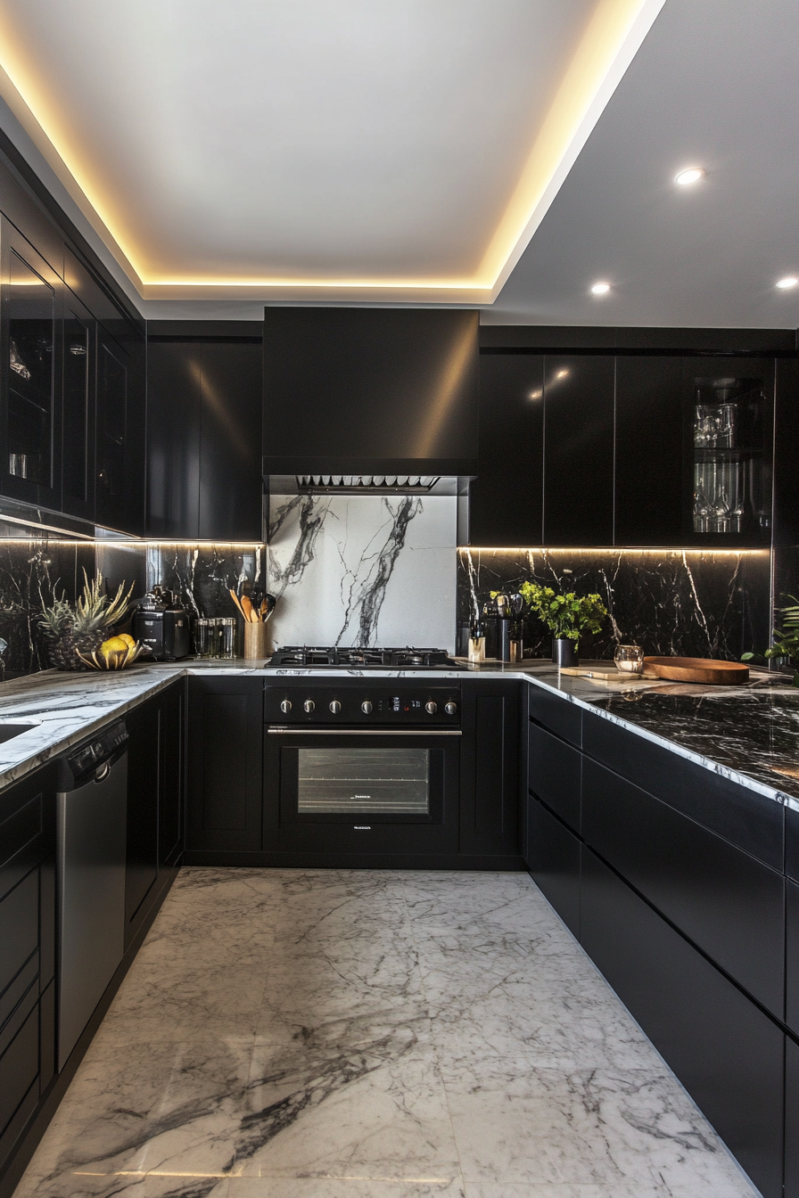 10. Classic Monochrome Masterpiece (Marble Kitchen Ideas) - Marble Kitchen Ideas