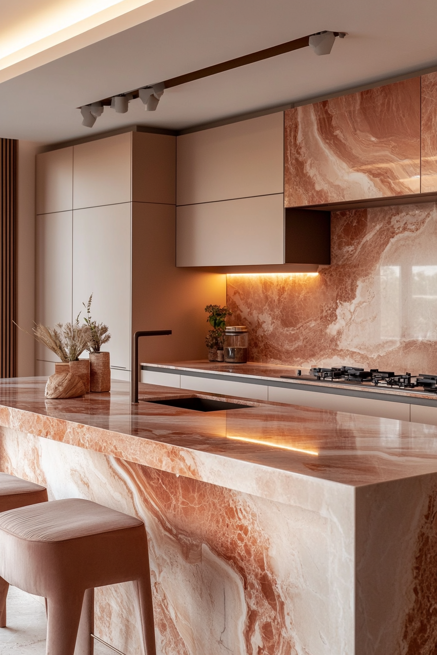 18. Terracotta Blush Warmth (Marble Kitchen Ideas) - Marble Kitchen Ideas