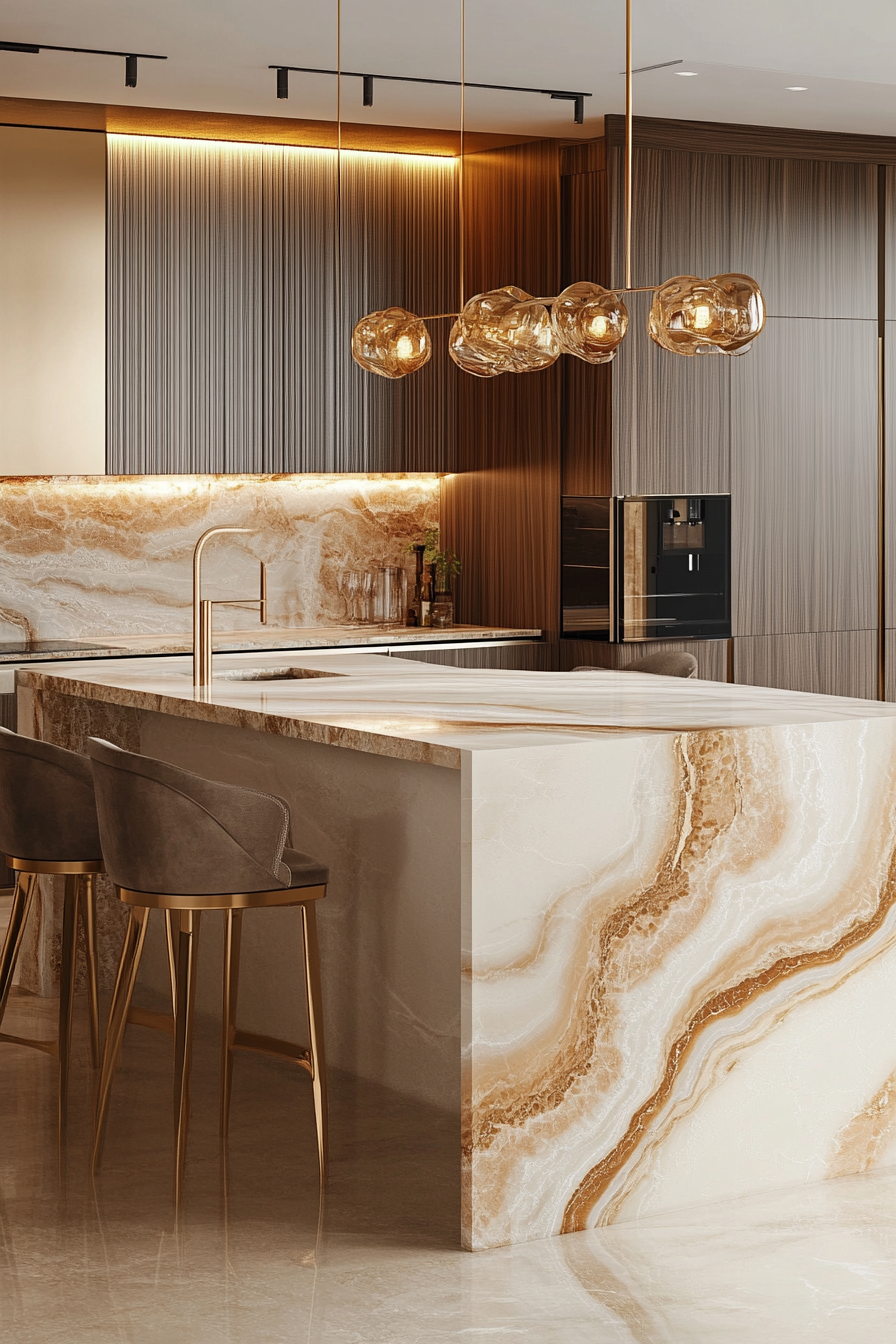 23. Sandstone Waves Elegance (Marble Kitchen Ideas) - Marble Kitchen Ideas