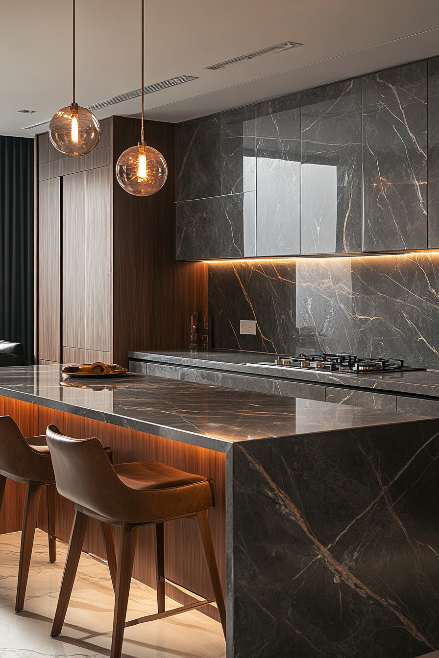 24. Copper Vein Luxury (Marble Kitchen Ideas) - Marble Kitchen Ideas