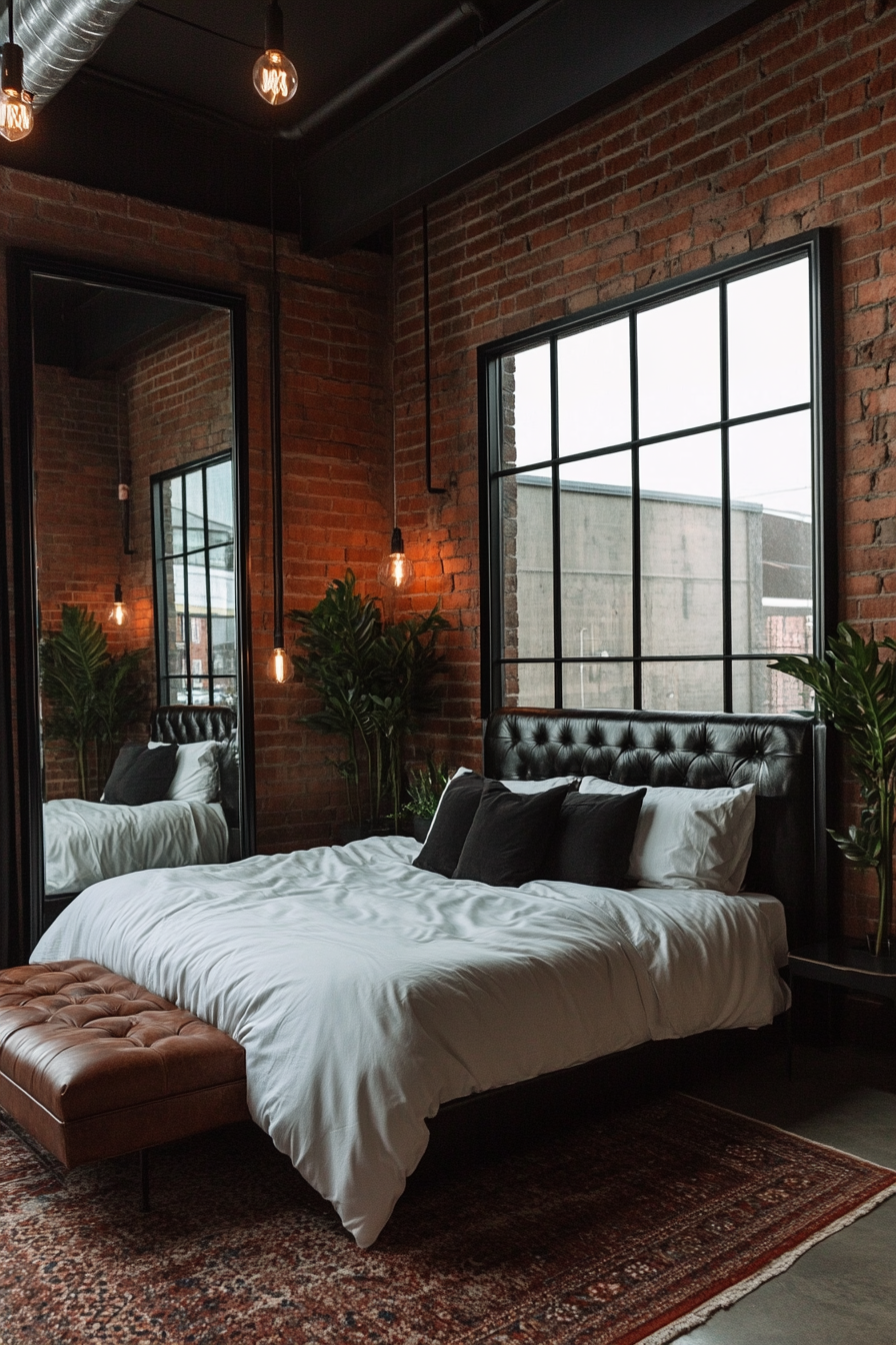 6. Modern Industrial with Metal Accents (Bedroom Ideas With Mirror) - Bedroom Ideas With Mirror