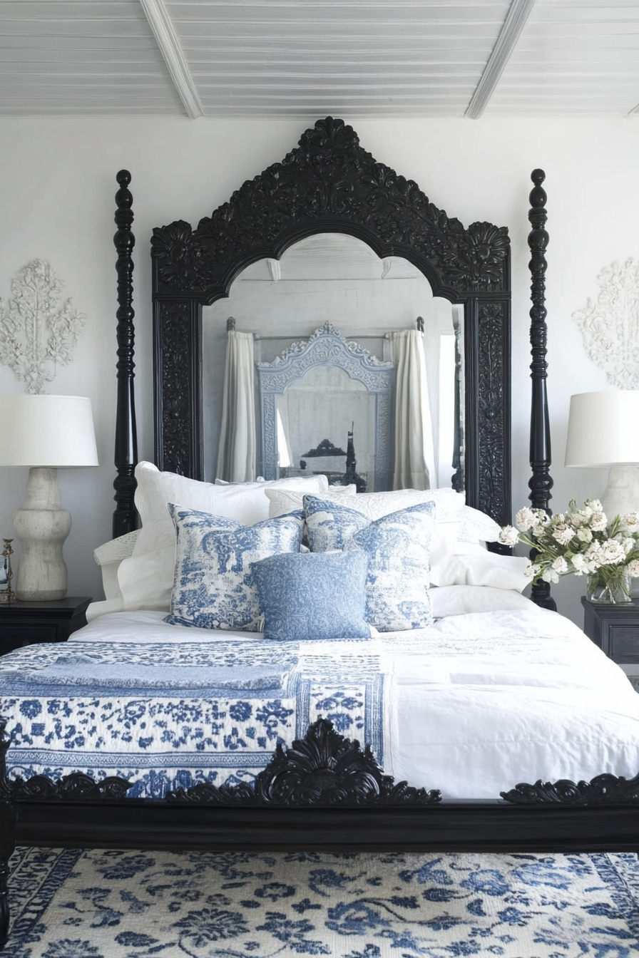 13. Black-Framed Mirrors for a Bold Contrast (Bedroom Ideas With Mirror) - Bedroom Ideas With Mirror