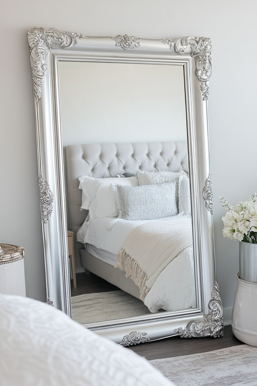 17. Silver-Framed Mirrors for a Sleek Look (Bedroom Ideas With Mirror) - Bedroom Ideas With Mirror
