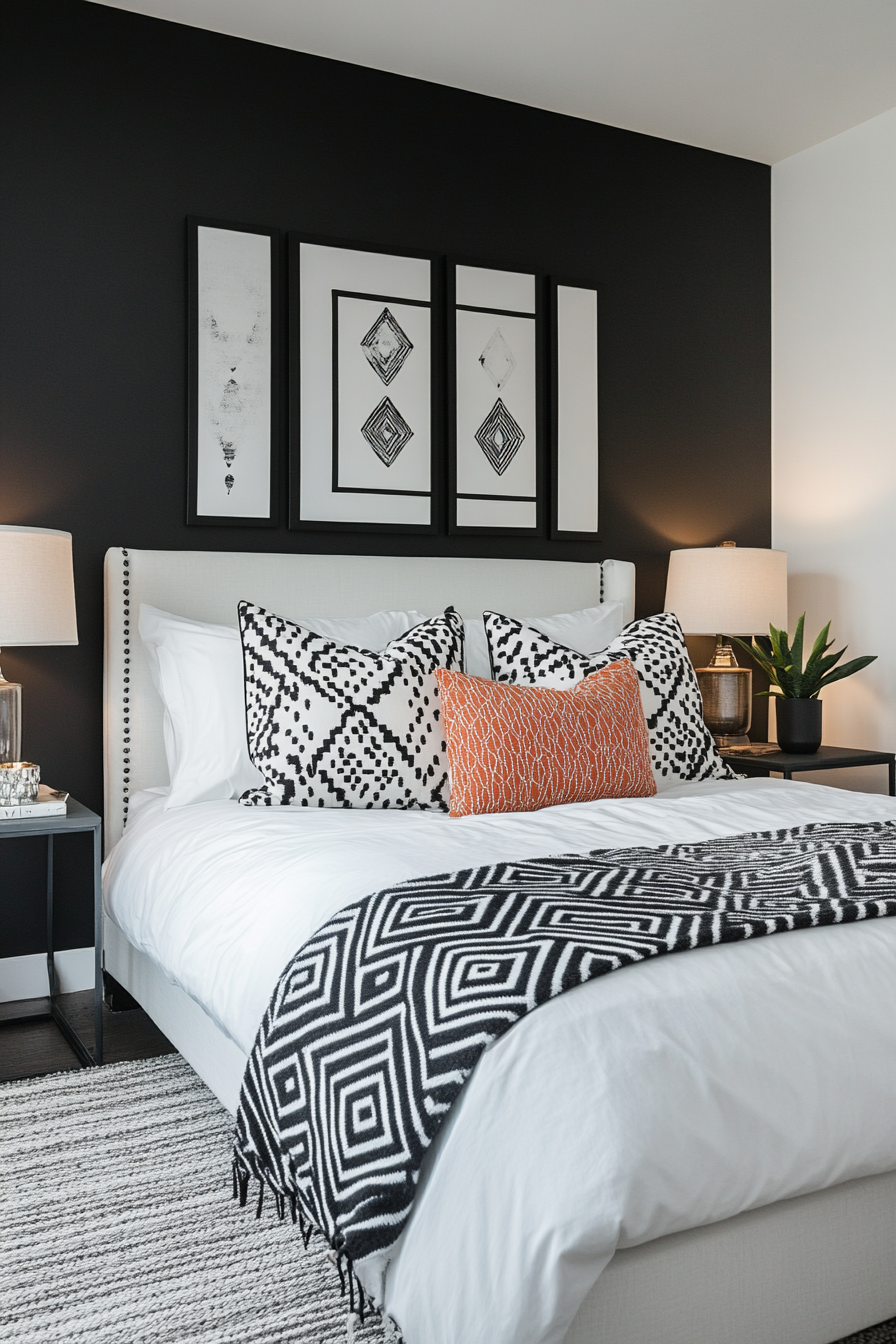 4. Monochrome Elegance (Small Guest Bedroom Ideas) - Small Guest Bedroom Ideas