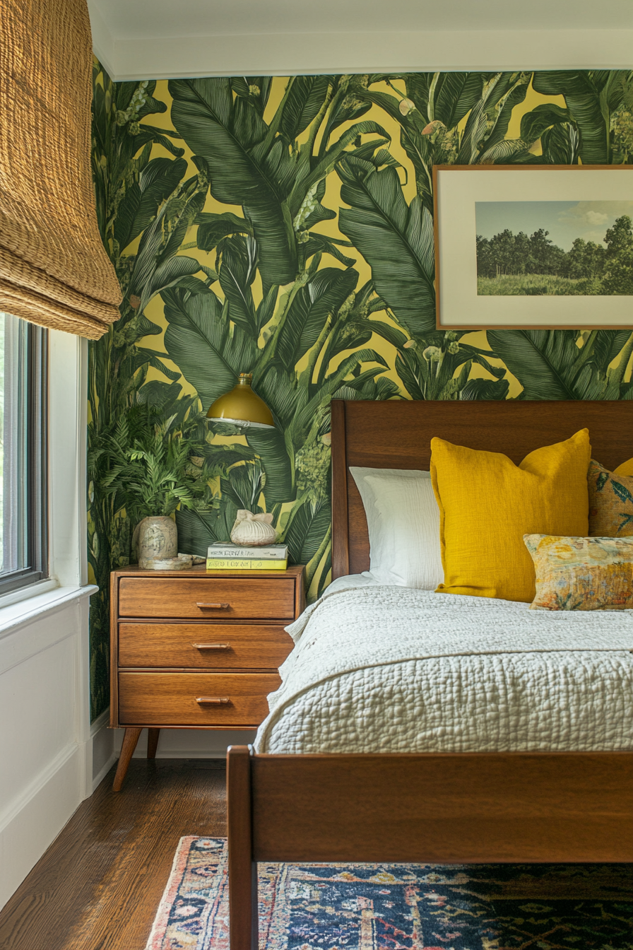 8. Bold Botanical Hideaway (Small Guest Bedroom Ideas) - Small Guest Bedroom Ideas