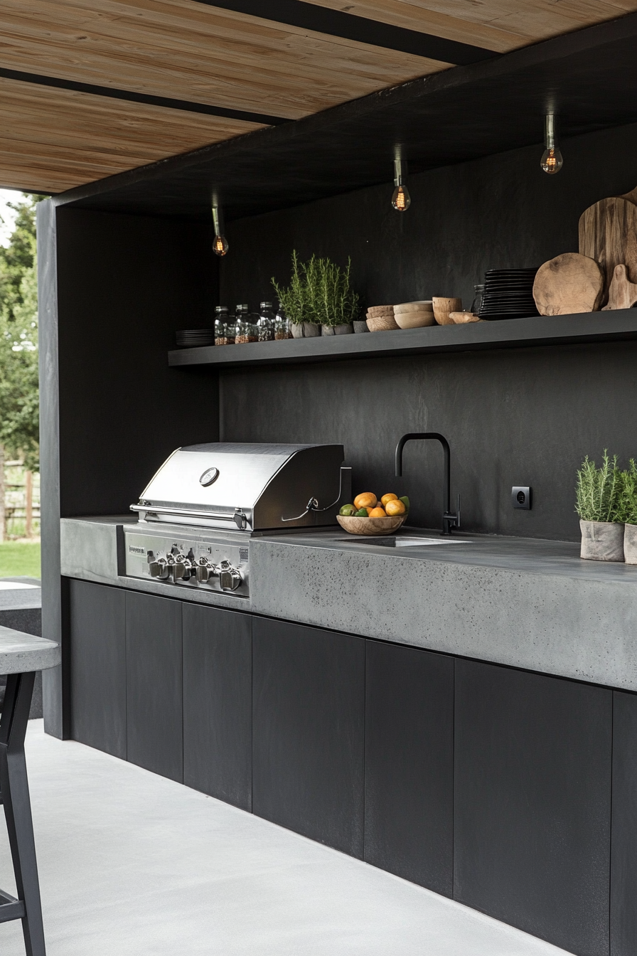 1. Modern Concrete Elegance (Outdoor Kitchen Ideas) - Outdoor Kitchen Ideas