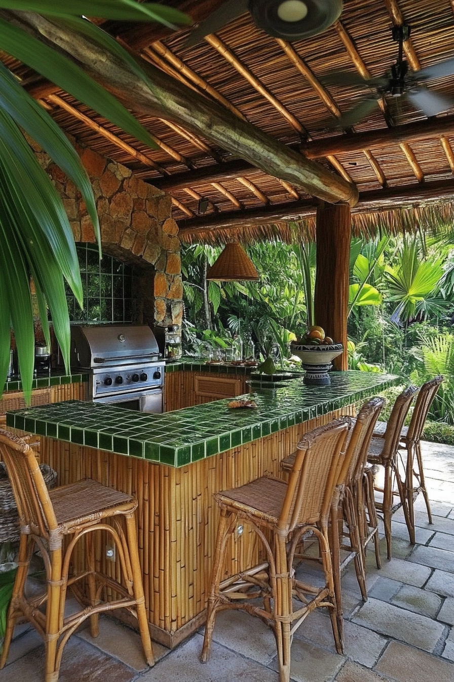 7. Tropical Bamboo Retreat (Outdoor Kitchen Ideas) - Outdoor Kitchen Ideas