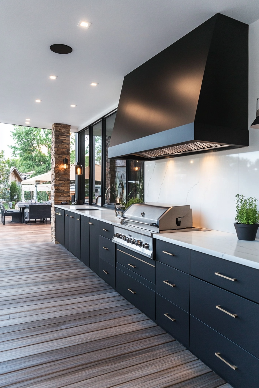 8. Minimalist Monochrome (Outdoor Kitchen Ideas) - Outdoor Kitchen Ideas