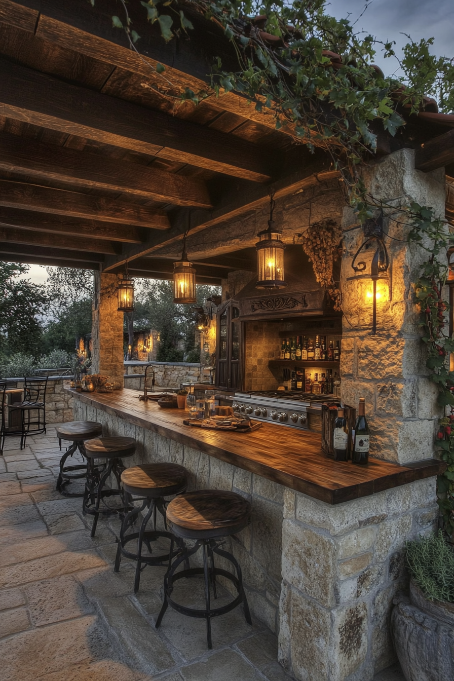 9. Tuscan Stone & Wood (Outdoor Kitchen Ideas) - Outdoor Kitchen Ideas
