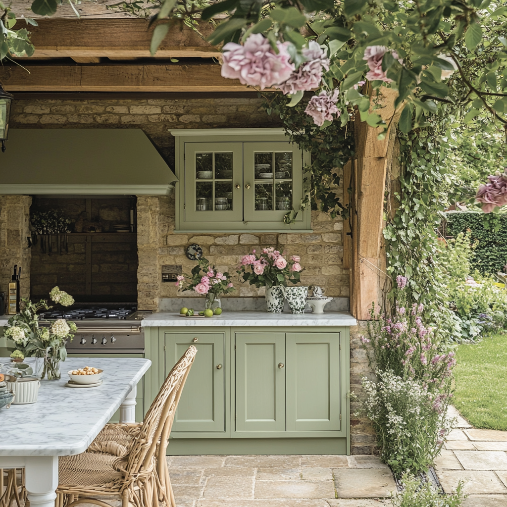 22. Cottage Garden Sage & Cream (Outdoor Kitchen Ideas) - Outdoor Kitchen Ideas