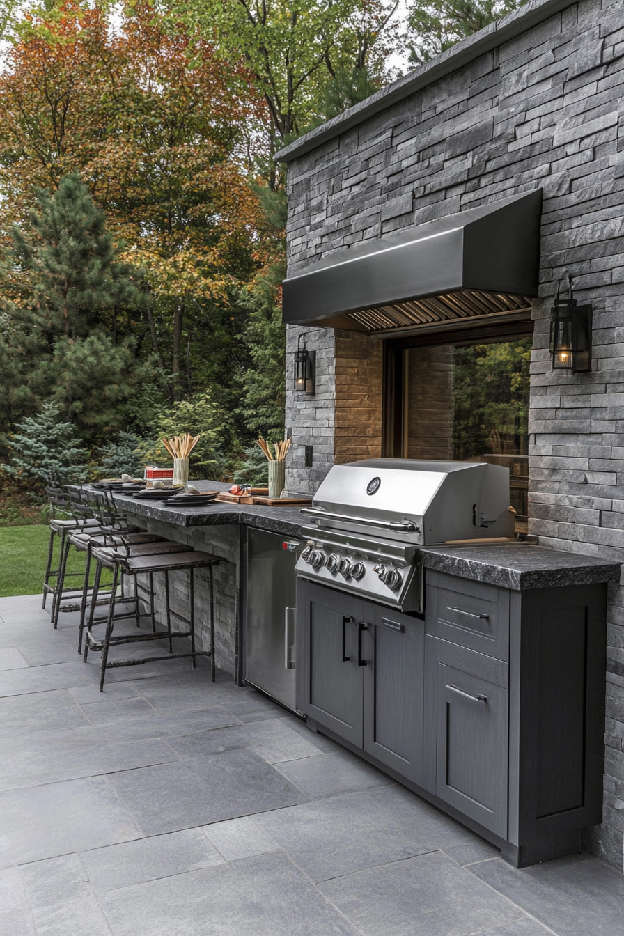 26. Urban Chic Slate & Charcoal (Outdoor Kitchen Ideas) - Outdoor Kitchen Ideas