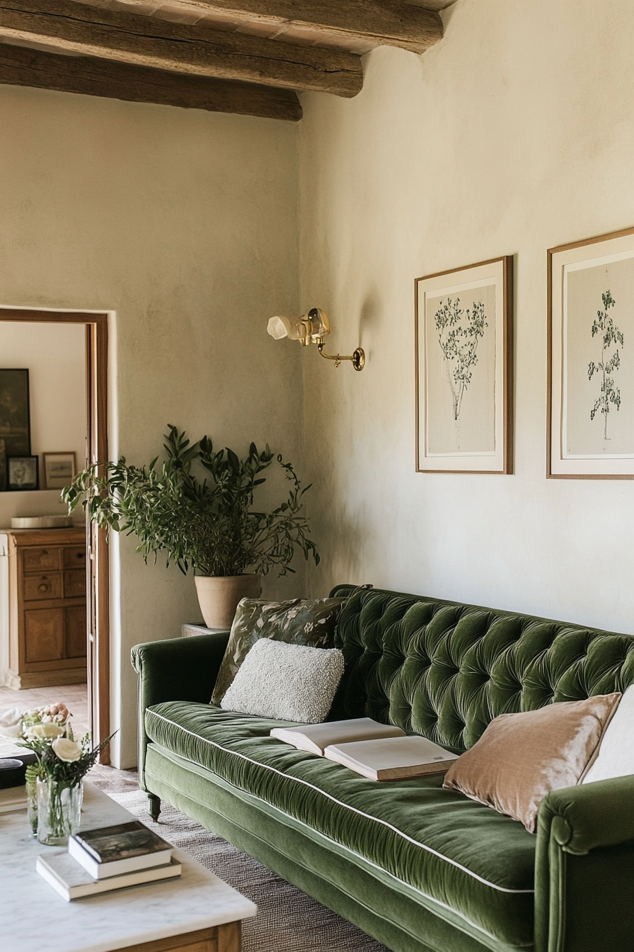 2. Olive Grove Charm (Green Living Room Ideas) - Green Living Room Ideas