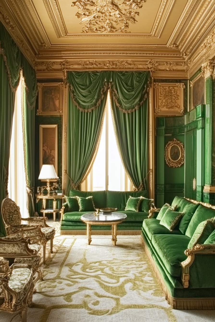 4. Classic Emerald Sophistication (Green Living Room Ideas) - Green Living Room Ideas