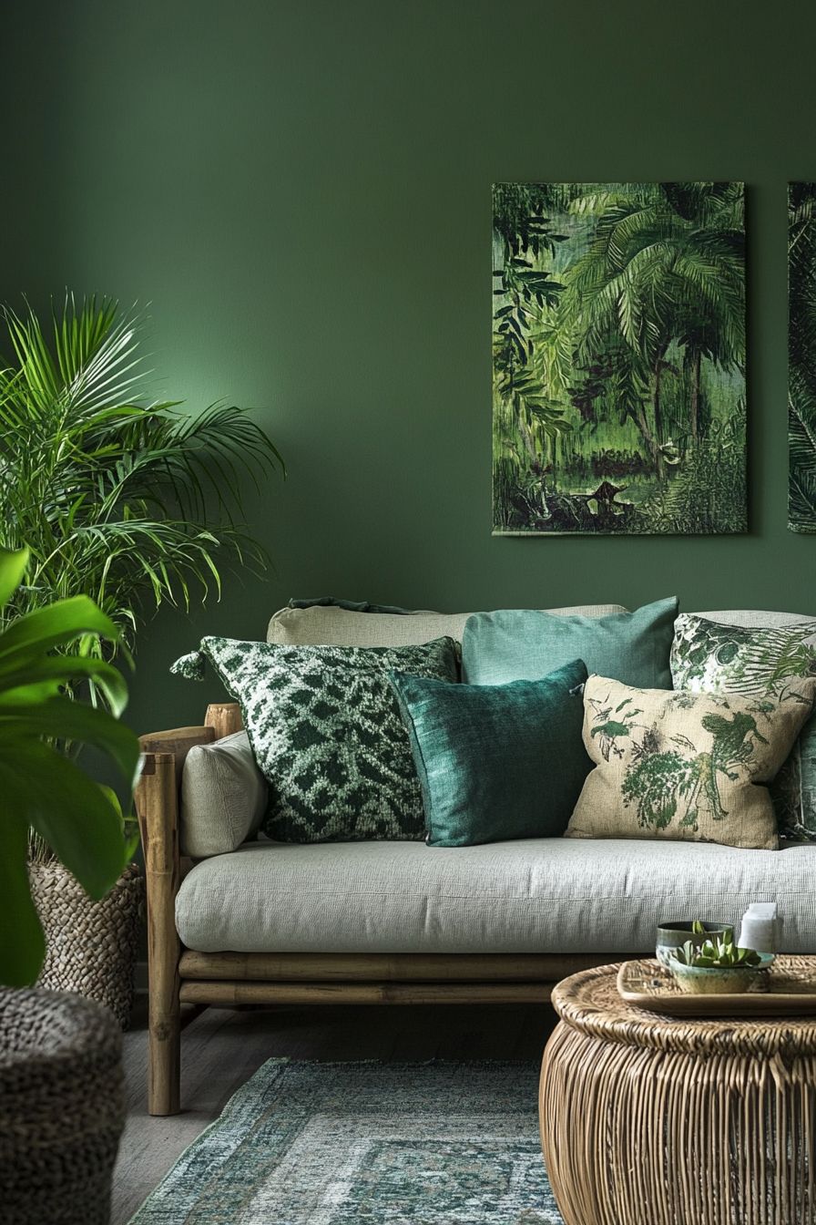 5. Urban Jungle Aesthetic (Green Living Room Ideas) - Green Living Room Ideas
