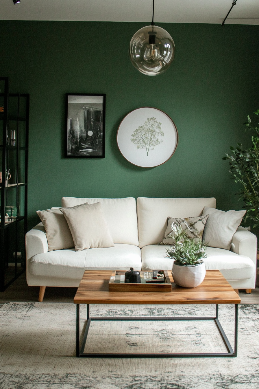 8. Modern Hunter Green Chic (Green Living Room Ideas) - Green Living Room Ideas