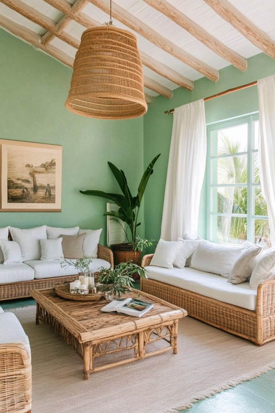 16. Coastal Seafoam Breeze (Green Living Room Ideas) - Green Living Room Ideas