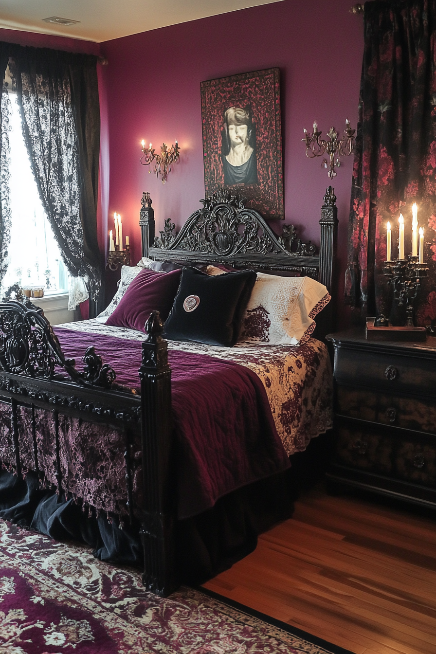 7. Gothic Romance Retreat (Eclectic Bedroom Ideas) - Eclectic Bedroom Ideas