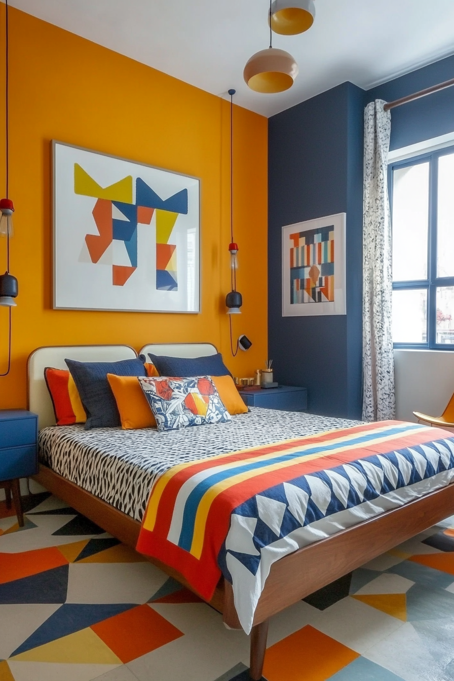 18. Color-Blocked Eclecticism (Eclectic Bedroom Ideas) - Eclectic Bedroom Ideas