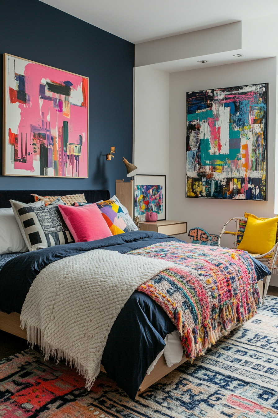 23. Abstract Modern Art Haven (Eclectic Bedroom Ideas) - Eclectic Bedroom Ideas