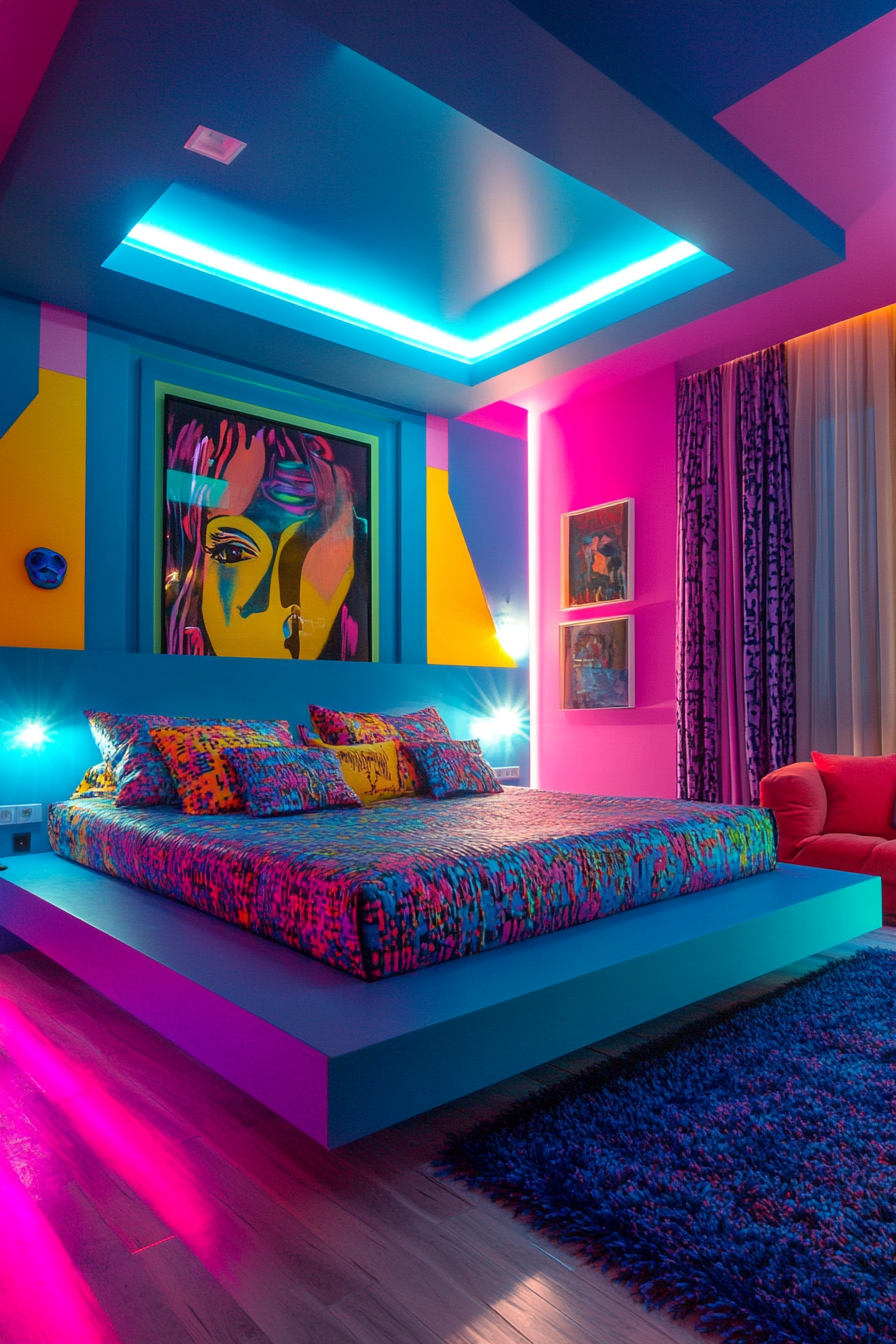 25. Futuristic Pop Art Escape (Eclectic Bedroom Ideas) - Eclectic Bedroom Ideas