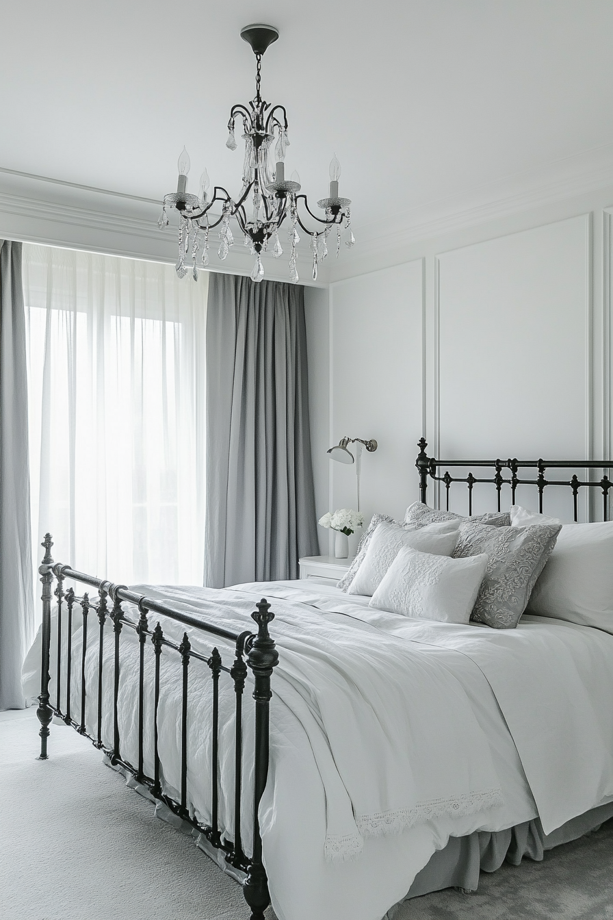 6. Classic Parisian Charm (Black, White And Grey Bedroom Ideas) - Black, White And Grey Bedroom Ideas