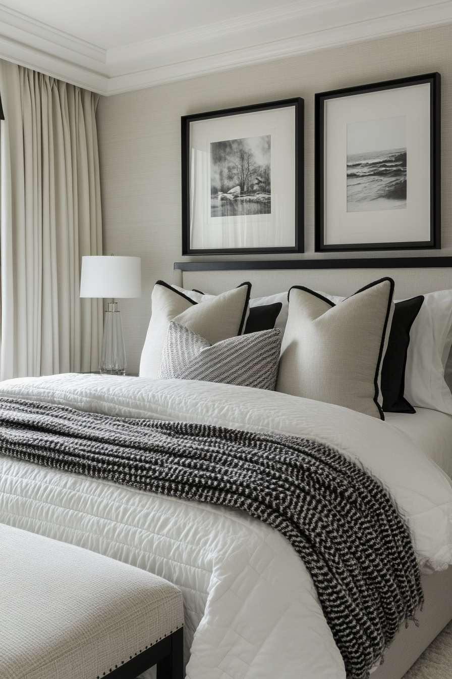 11. Cozy Textured Layers (Black, White And Grey Bedroom Ideas) - Black, White And Grey Bedroom Ideas