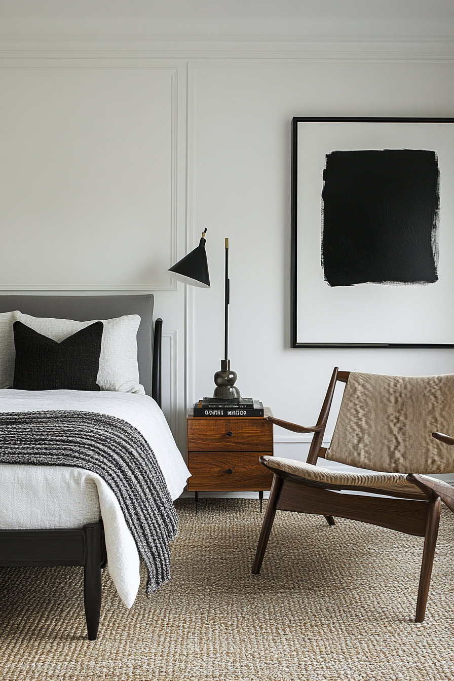 15. Subtle Mid-Century Touches (Black, White And Grey Bedroom Ideas) - Black, White And Grey Bedroom Ideas