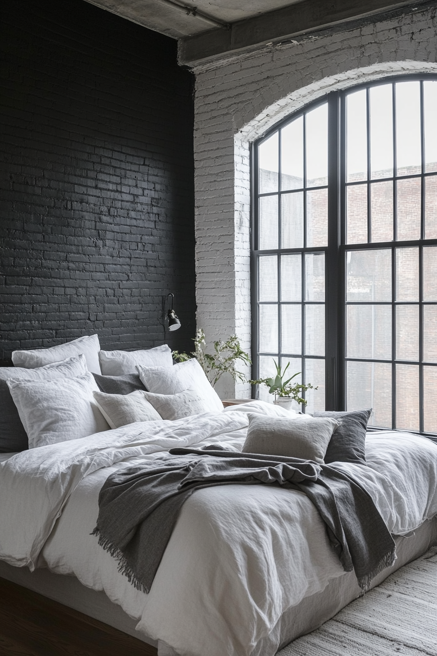 16. Urban Loft Chic (Black, White And Grey Bedroom Ideas) - Black, White And Grey Bedroom Ideas