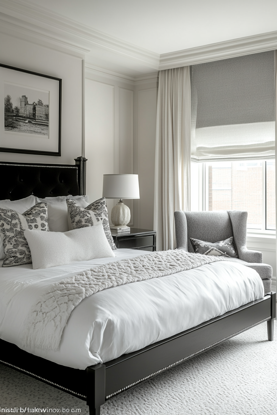 17. Minimalist Black & White Haven (Black, White And Grey Bedroom Ideas) - Black, White And Grey Bedroom Ideas