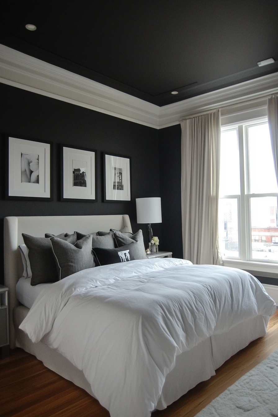 18. Sophisticated High-Contrast Appeal (Black, White And Grey Bedroom Ideas) - Black, White And Grey Bedroom Ideas