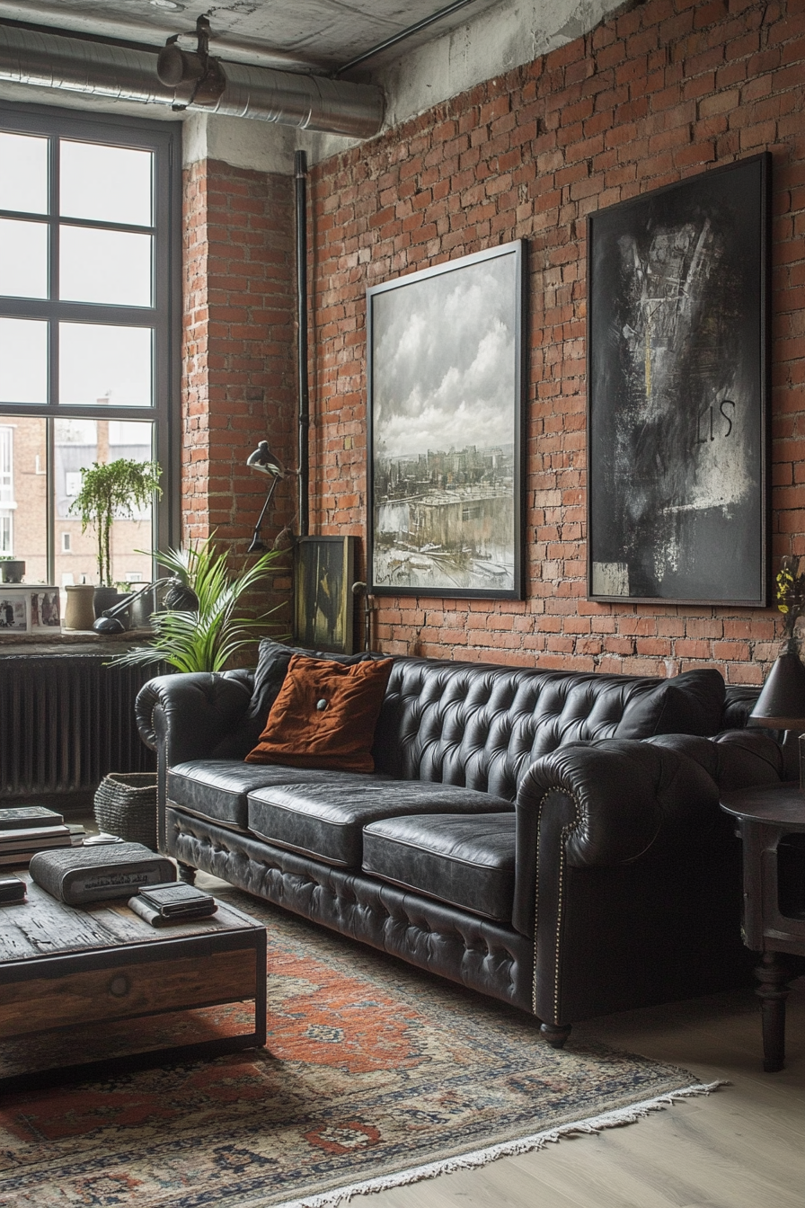 2. Industrial Chic (Black Sofa Living Room Ideas) - Black Sofa Living Room Ideas