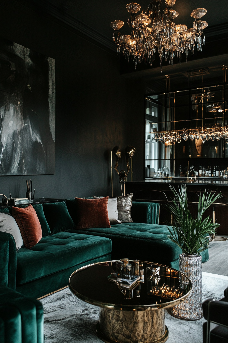 4. Moody Luxe (Black Sofa Living Room Ideas) - Black Sofa Living Room Ideas