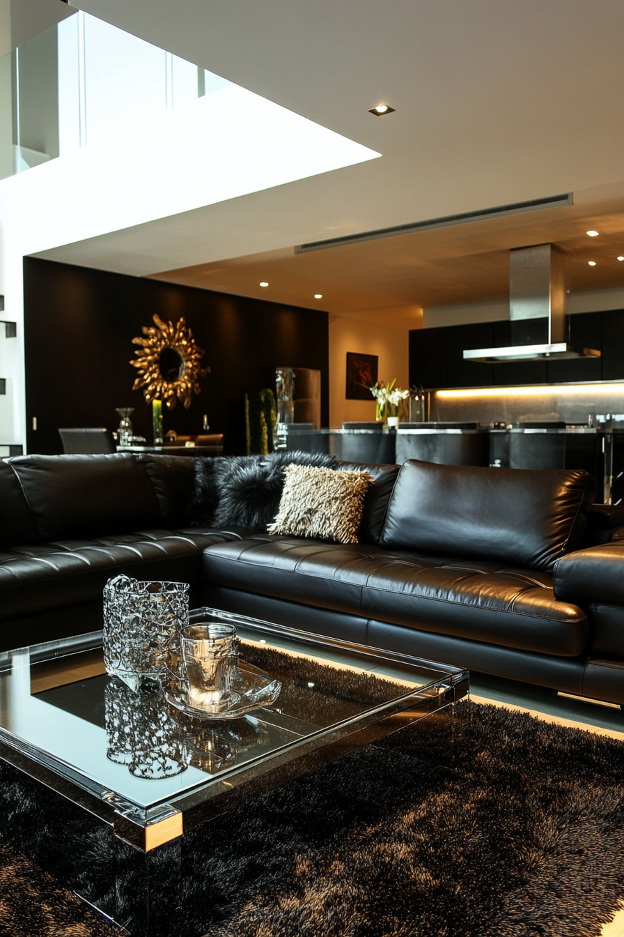 9. Luxury in Leather (Black Sofa Living Room Ideas) - Black Sofa Living Room Ideas