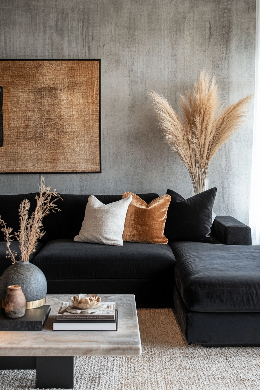 22. Understated Luxury (Black Sofa Living Room Ideas) - Black Sofa Living Room Ideas
