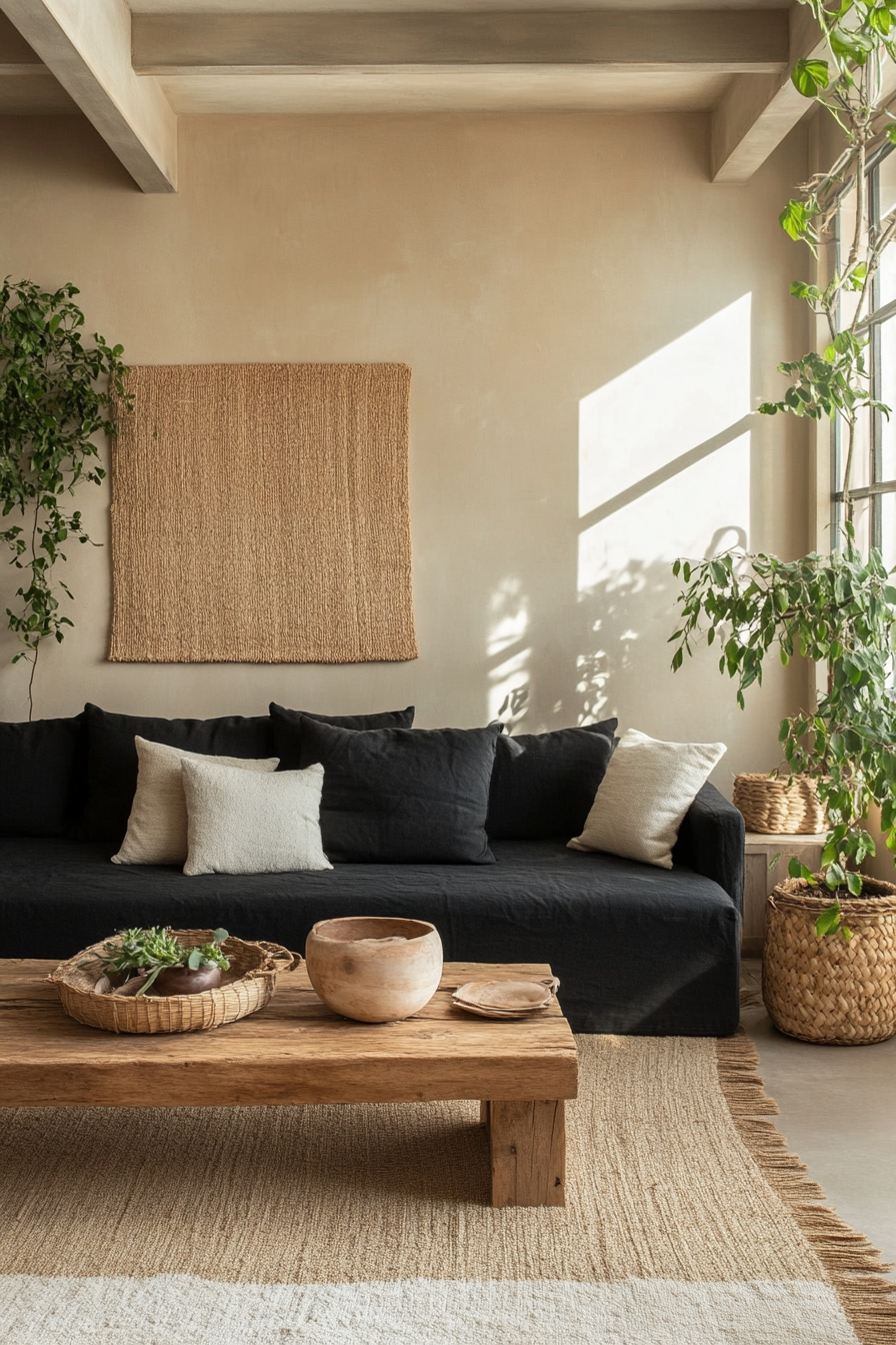 27. Sustainable & Stylish (Black Sofa Living Room Ideas) - Black Sofa Living Room Ideas