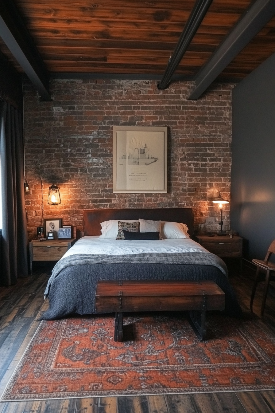 2. Industrial Chic Retreat (Aesthetic Bedroom Ideas) - Aesthetic Bedroom Ideas