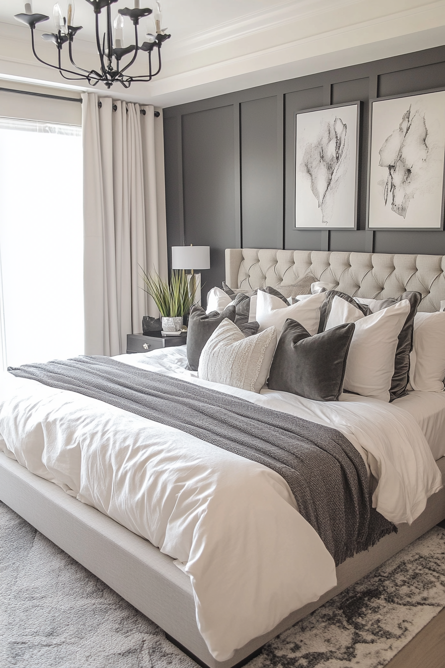 18. Monochrome Sophistication (Aesthetic Bedroom Ideas) - Aesthetic Bedroom Ideas