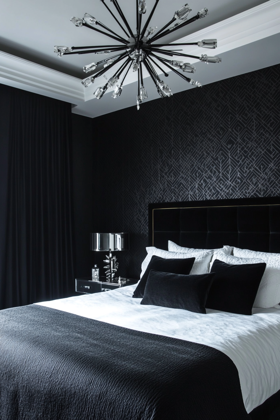 5. Modern Art Deco Glam (Black And White Bedroom Ideas) - Black And White Bedroom Ideas