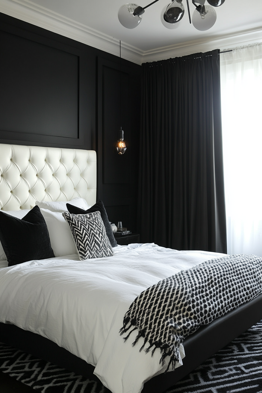 8. High-Contrast Contemporary (Black And White Bedroom Ideas) - Black And White Bedroom Ideas