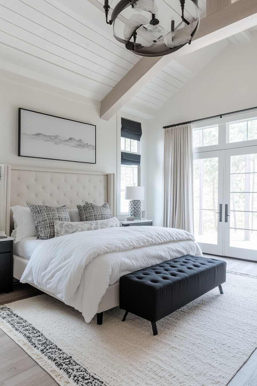 11. Black Accents with White Serenity (Black And White Bedroom Ideas) - Black And White Bedroom Ideas