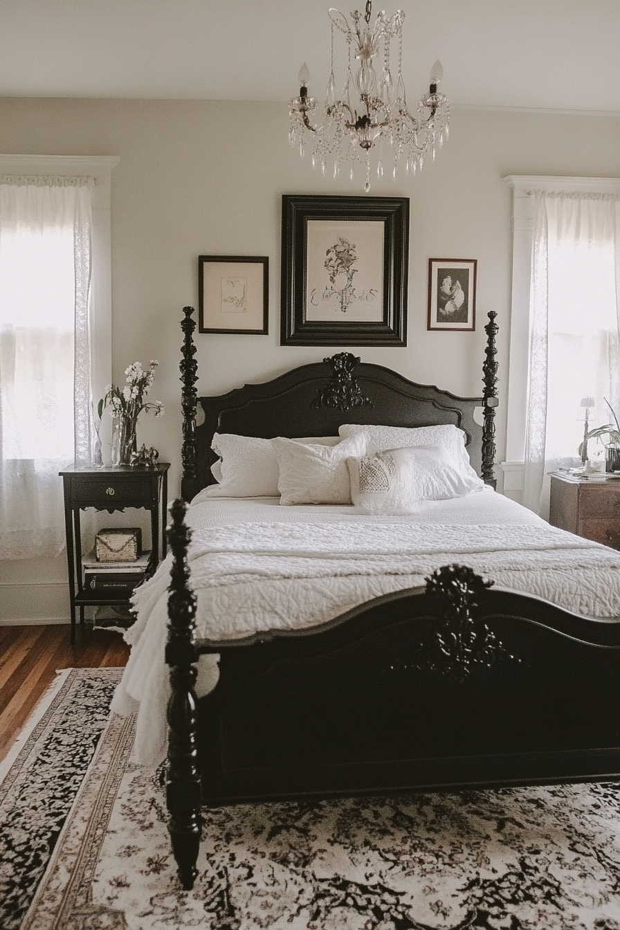 14. French Country Elegance (Black And White Bedroom Ideas) - Black And White Bedroom Ideas