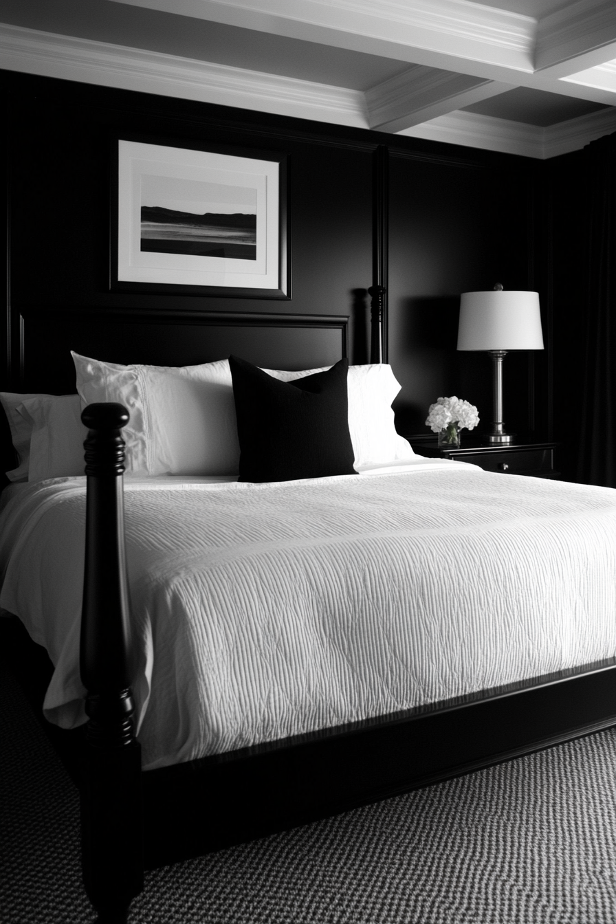 15. Crisp Contrast with Soft Accents (Black And White Bedroom Ideas) - Black And White Bedroom Ideas