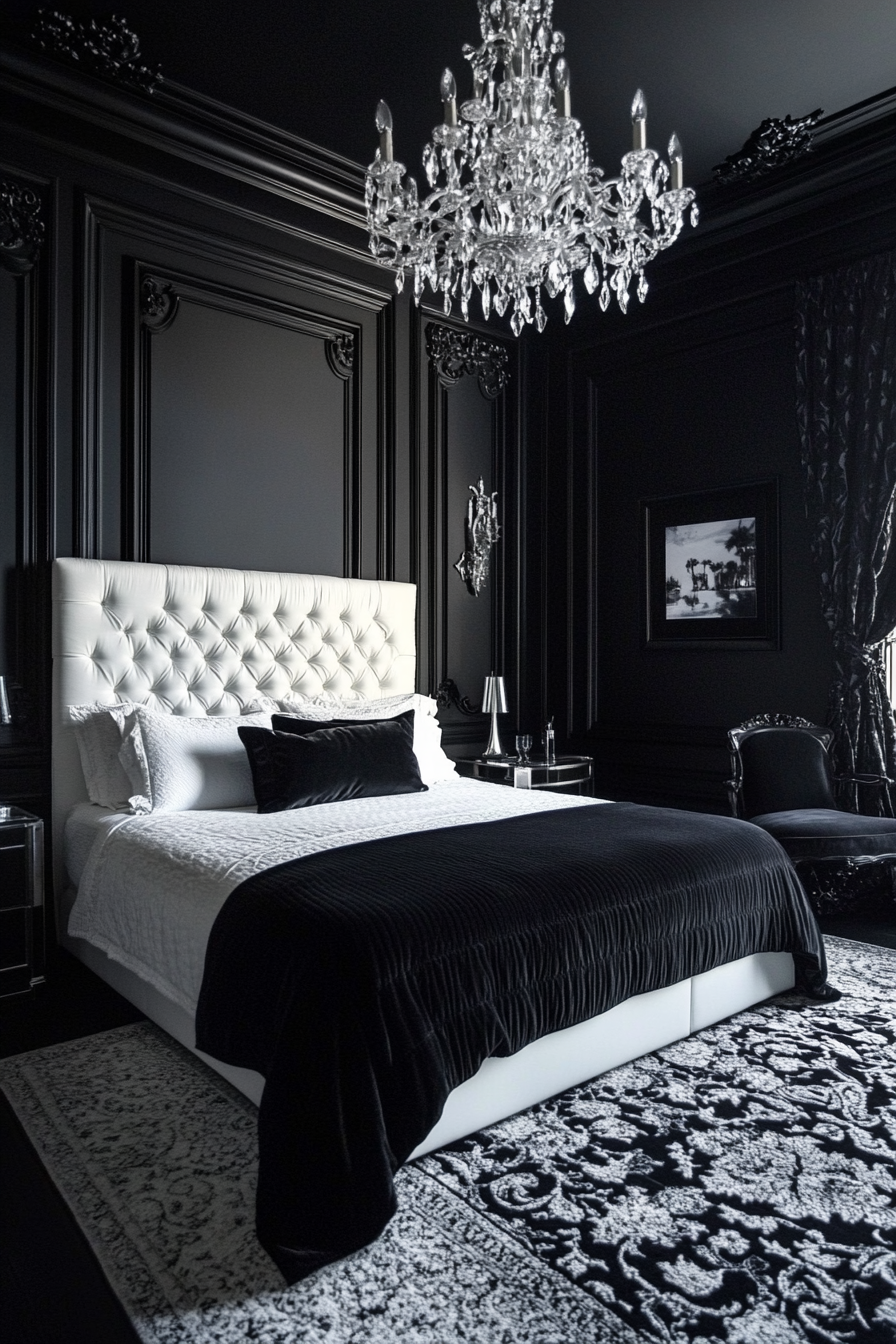 18. Hollywood Regency Drama (Black And White Bedroom Ideas) - Black And White Bedroom Ideas
