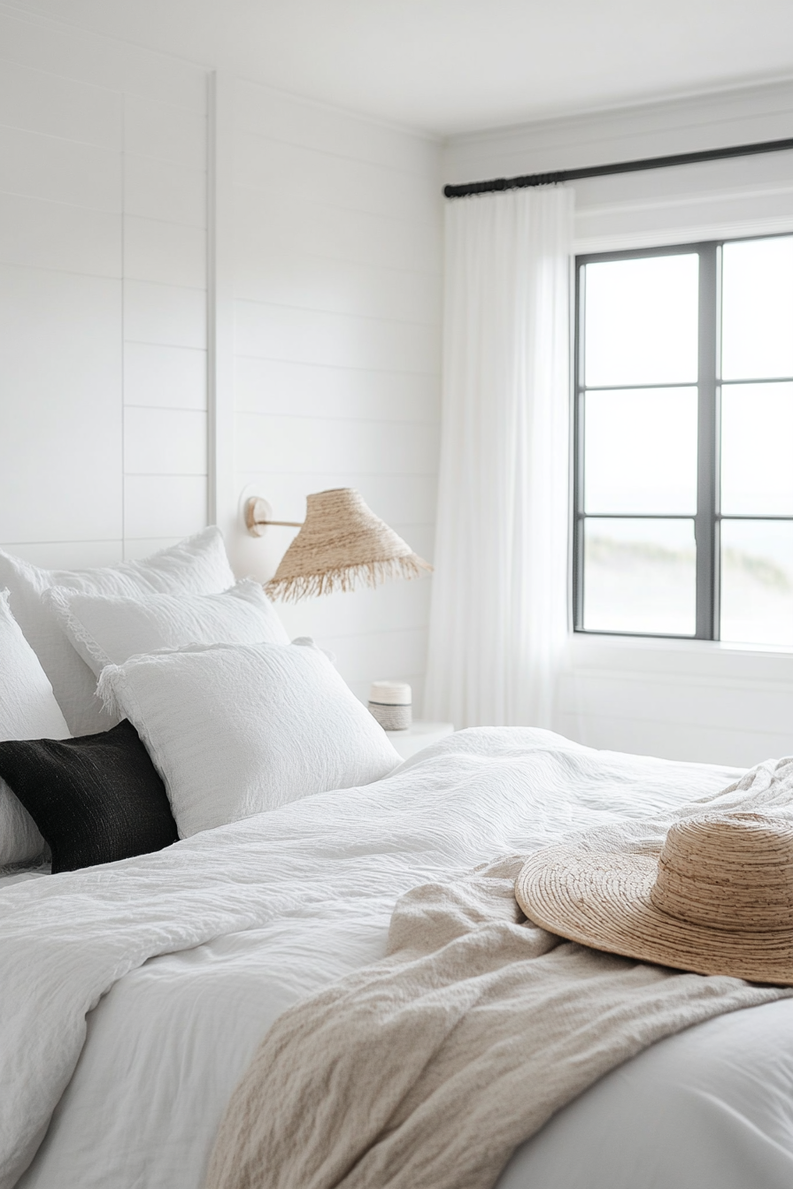 24. Modern Coastal Monochrome (Black And White Bedroom Ideas) - Black And White Bedroom Ideas