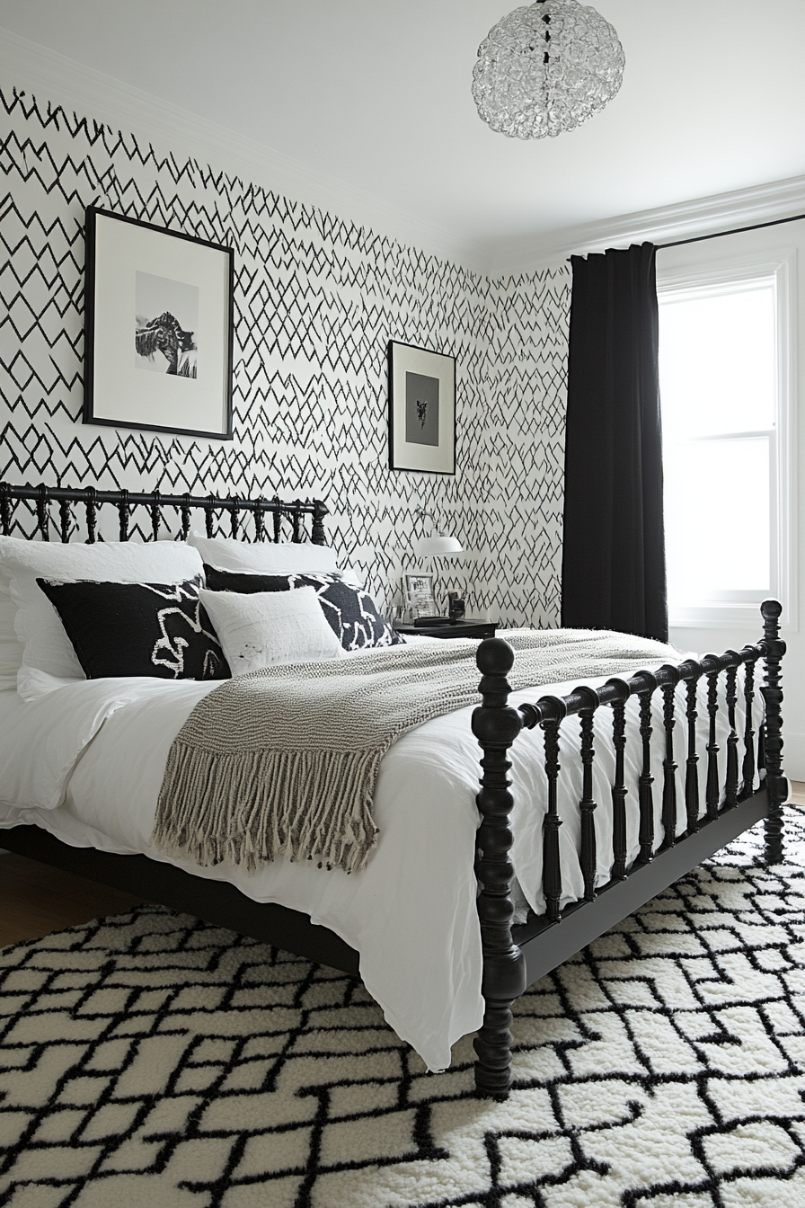 26. Geometric Monochrome Patterns (Black And White Bedroom Ideas) - Black And White Bedroom Ideas